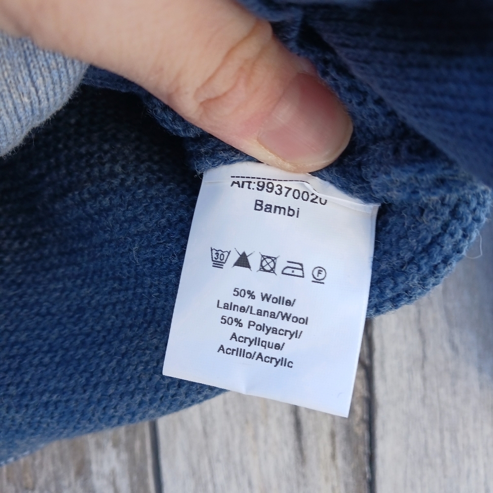 H. Moser Salzburg Wool‎ Blend Blue Sweater Cardigan Size 116 (5/6 Years) Zip - Picture 6 of 6